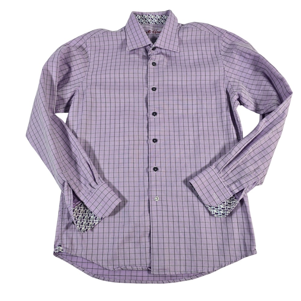 Robert Graham Kids Boys Long Sleeve‎ Purple Plaid Button Down Shirt Size L